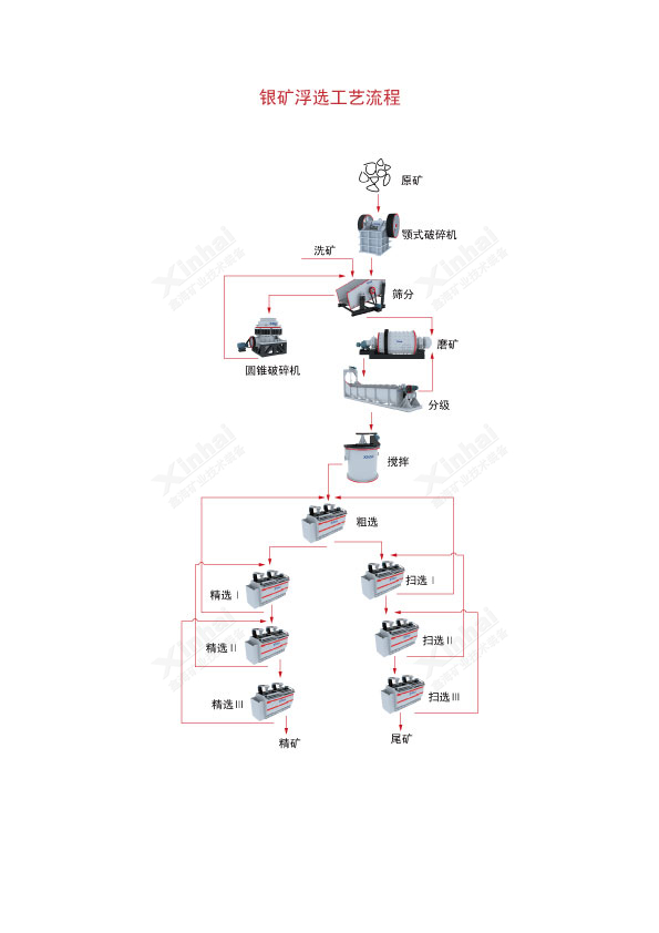 银矿浮选生产线工艺流程图
