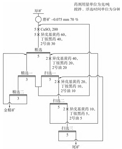 微细浸染型金矿选矿工艺流程图